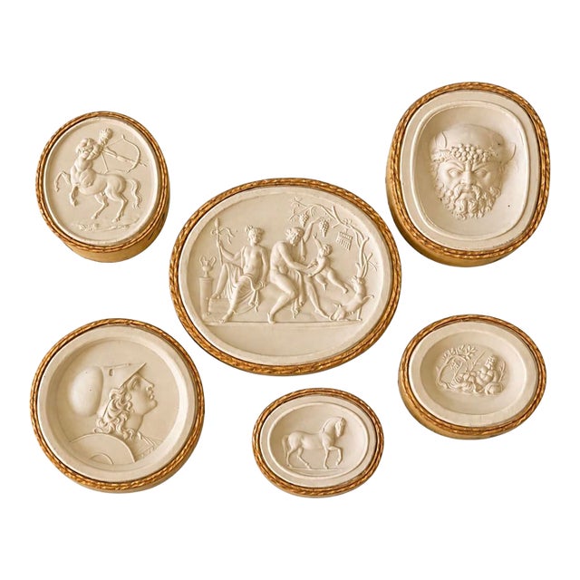 Antique Italian Grand Tour Plaster Intaglios - Set of 6 (Group #5) For Sale
