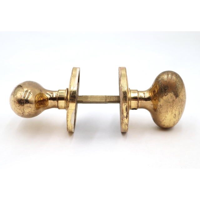 Modern Reclaimed Cast Brass Oval Passage Door Knob Set For Sale - Image 3 of 5