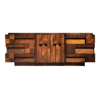 Vintage Brutalist Lowboy After Paul Evans by Lane For Sale