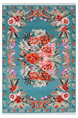 Bessarabian Style Floral Flat Kilim Rug