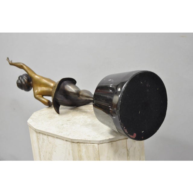 Vintage Reproduction French Art Deco Style Bronze Flapper Dancer Figure Statue For Sale - Image 16 of 17
