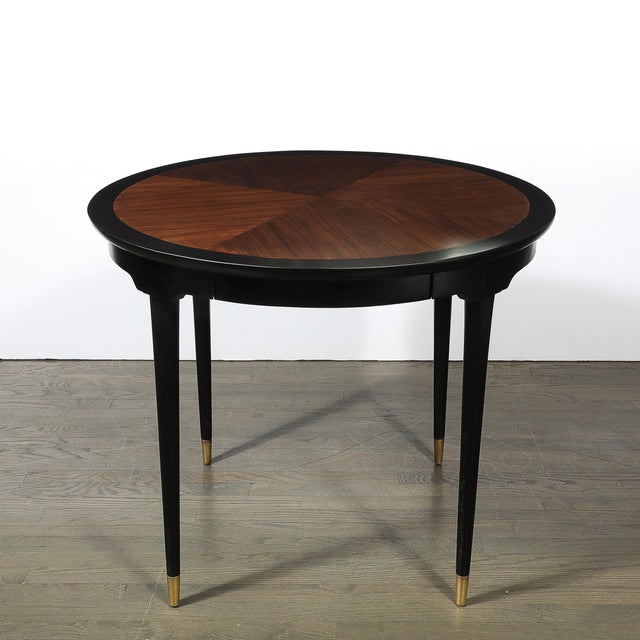 Mid-Century Modernist Game Table in Book-Matched Walnut W/Ebonized Detailing For Sale In New York - Image 6 of 12