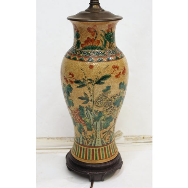 Japanese Late 19th Century Japanese Baluster Form Vase Mounted as a Lamp For Sale - Image 3 of 9