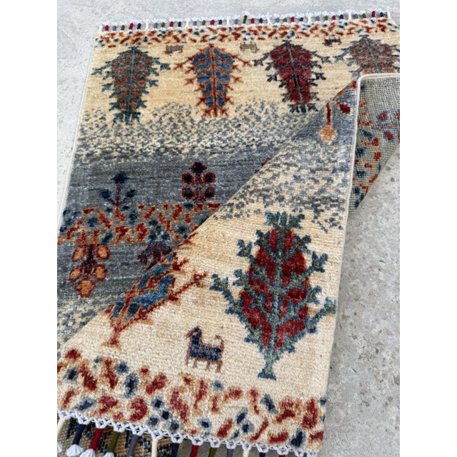 Gabbeh Weeping Willow Rug, Hand-Knotted Wool, 2x3, Ivory & Slate For Sale - Image 10 of 11