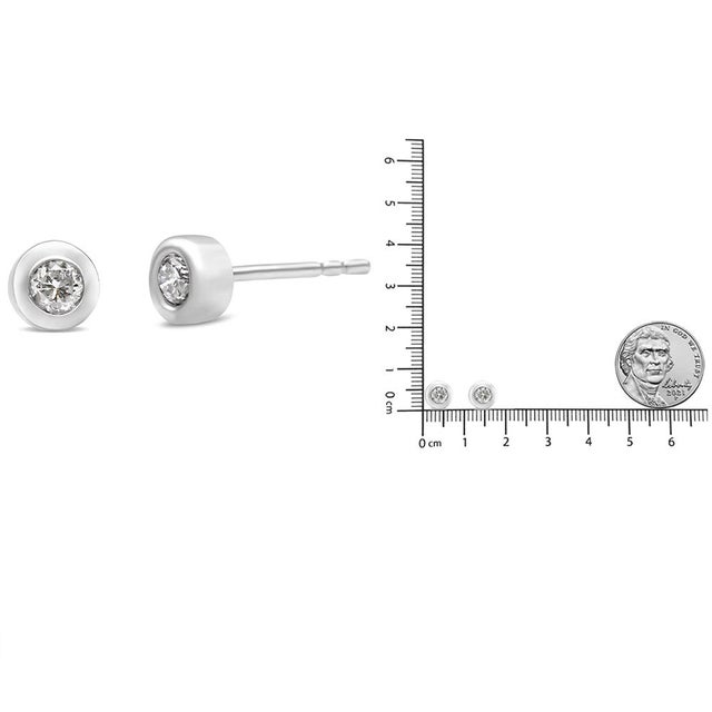 10K White Gold 1/5 Cttw Round Brilliant-Cut Near Colorless Diamond Bezel-Set Stud Earrings, A Pair For Sale In New York - Image 6 of 6