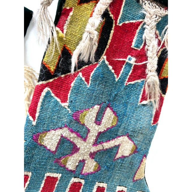 Vintage Turkish Kilim Christmas Stockings, Handwoven Wool Rug Stockings, Pair For Sale - Image 4 of 8