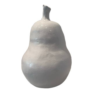 Large Terra Cotta Pear in White Gloss Finish For Sale