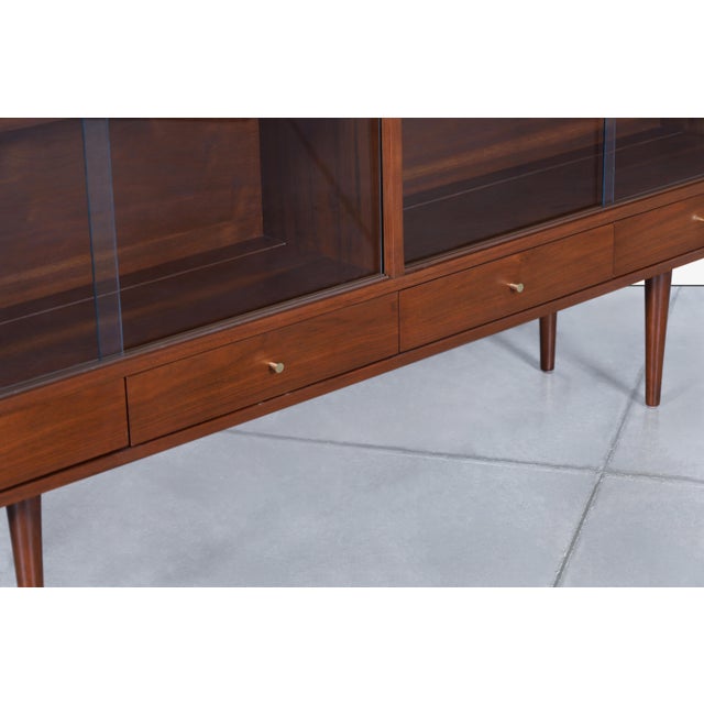 1960s 1960s Mid-Century Walnut Credenza or Bookcase With Glass Doors by Merton Gershun For Sale - Image 5 of 12