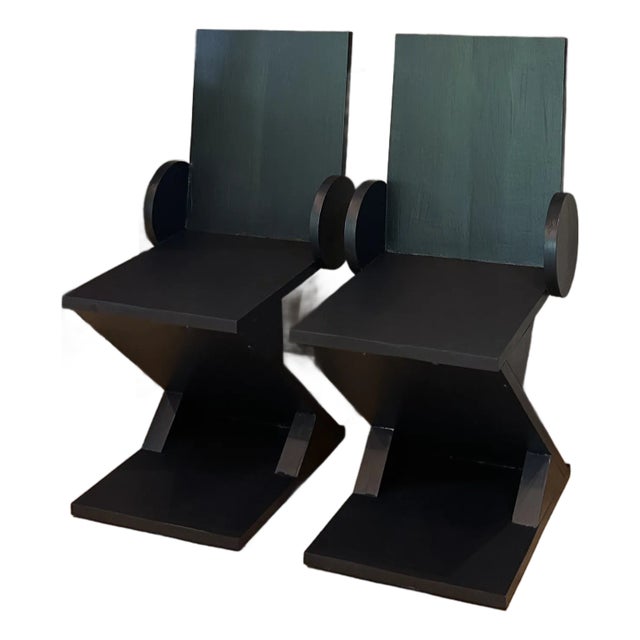 1980’s Handmade “Z” Chairs - Set of 2 For Sale