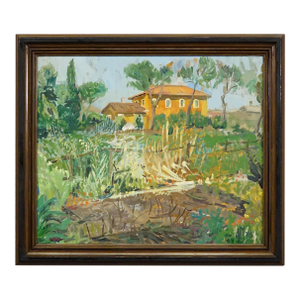 Vintage Oil Painting of a Mediterranean Village, Alexander Michael 1975