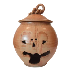 Studio Pottery Signed Pumpkin Jack-O-Lantern Fall Halloween