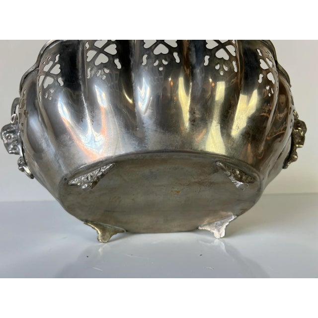 Vintage Reticulated Ram's Head Silver-Plated Fruit Bowl For Sale - Image 9 of 12
