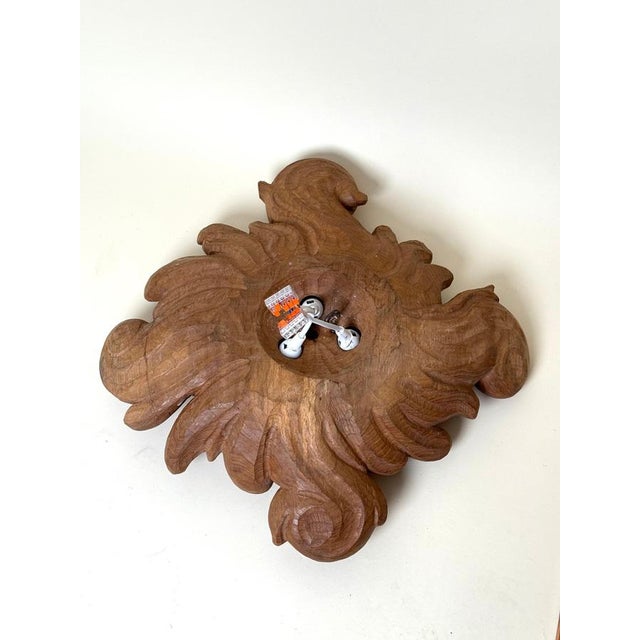 Wood Baroque Carved Wood Ceiling or Wall Light, Tyrol, 1950s For Sale - Image 7 of 12