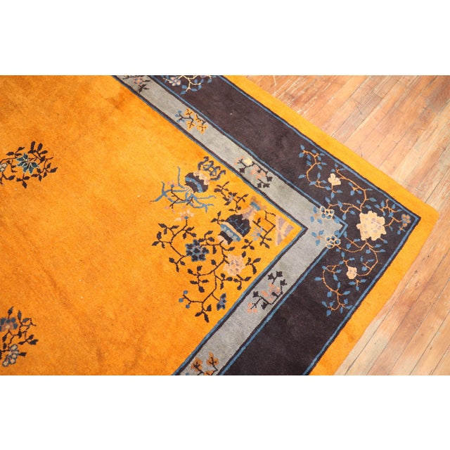 20th Century Zabihi Collection Pumpkin Color Chinese Room Size Rug - 9' x 11'6" For Sale In New York - Image 6 of 10