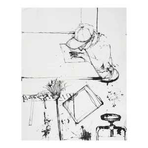 Contemporary Pen & Ink Art Studio Study Drawing