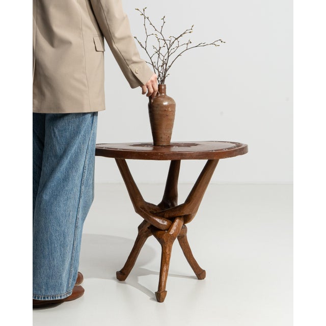 Wood 20th Century African Carved Wood Coffee Table with Base For Sale - Image 7 of 13