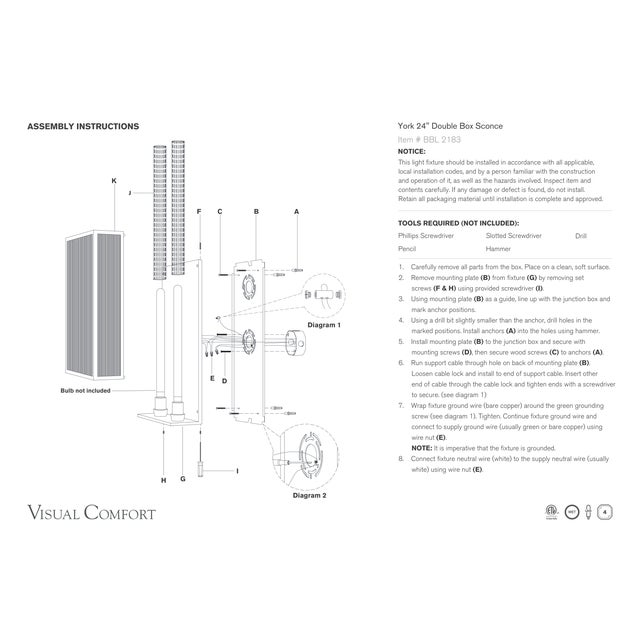Brass Barbara Barry for Visual Comfort Signature York 24" Double Box Sconce in Soft Brass with Clear Ribbed Glass For Sale - Image 8 of 9