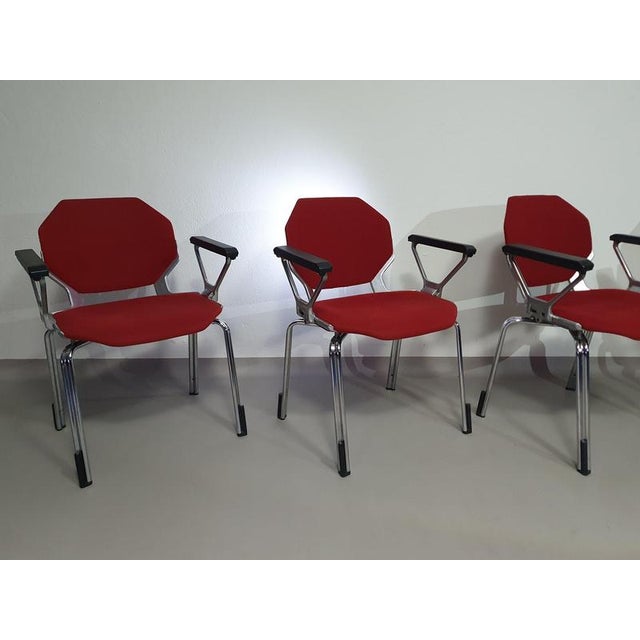 Hexagonal Metal Desk Armchairs by Froscher for Sitform, 1970s, Set of 4 For Sale - Image 4 of 18