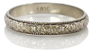1930s Vintage White Gold Wedding Band, Size 7.75