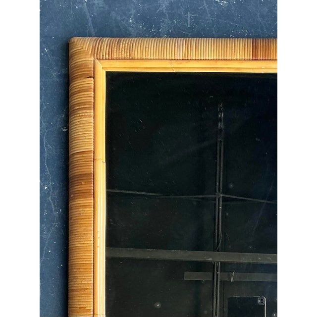 Late 20th Century Vintage Boho Wrapped Rattan Mirror For Sale - Image 5 of 8