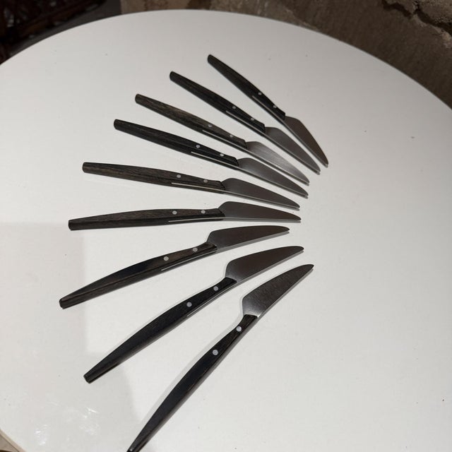 1960s Mac De Luxe Series Steak Knives Mid-Century Japan Stainless Steel Wood For Sale - Image 5 of 10