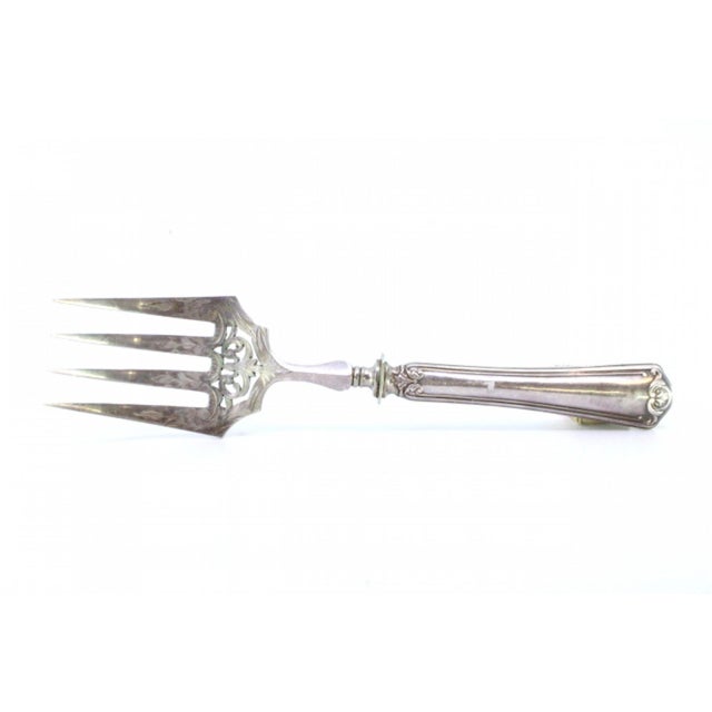 Fish Serving Fork in Cut Silver with Handle Grooves For Sale - Image 6 of 7