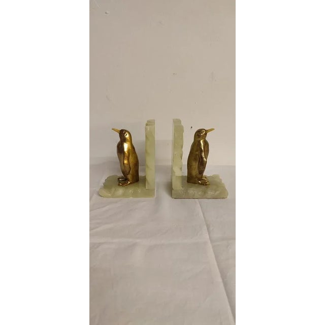 Gold Onyx and Penguin Bookends in Gilt Metal, Spain, 1960s, Set of 2 For Sale - Image 8 of 8