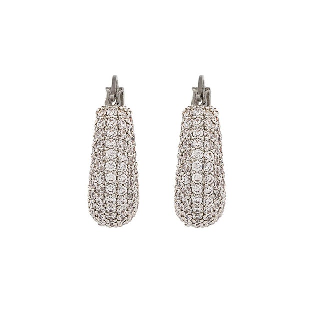 Silver Sparkly Diamond Silver Fashion Earrings, A Pair For Sale - Image 8 of 9