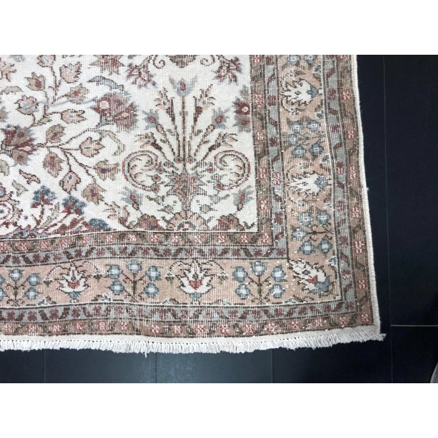 Beige 1960s Vintage Floral Design Turkish Anatolian Rug For Sale - Image 8 of 11