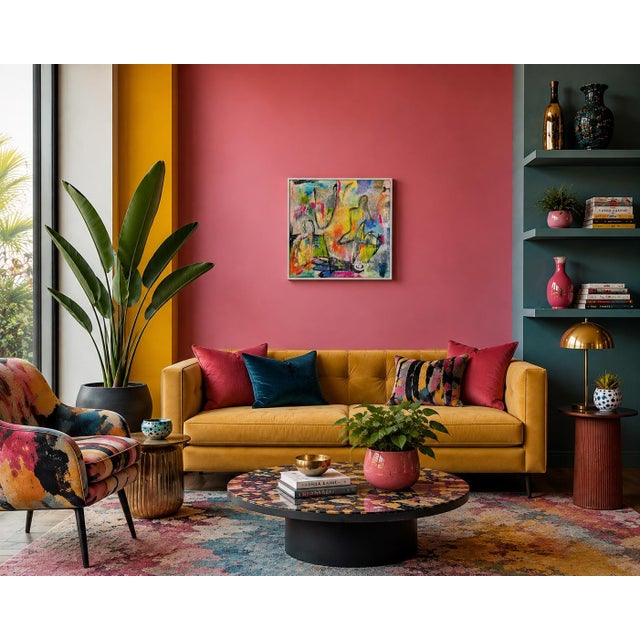 Two figures emerge from a tapestry of luminous color, expressive line, and layered marks—close enough to suggest...