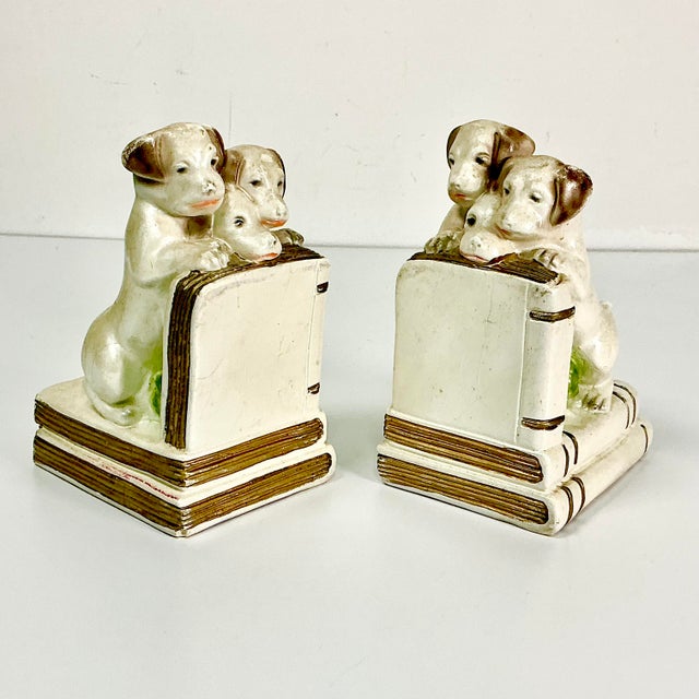 1920s Antique Boho Chic Figurine Plaster Dog Bookends - A Pair For Sale - Image 14 of 14