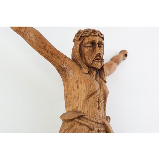 Late 19th Century Sculpted Oak Crucifix, Italy, 1800s For Sale - Image 6 of 14