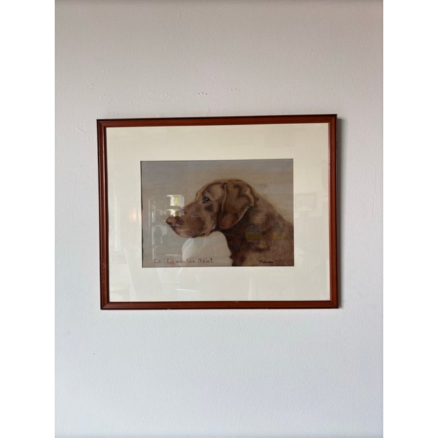 Mid-Century Modern 70's Vintage F. Worden "Ch. Edmonton Newt" Dog Portrait Painting, Framed For Sale - Image 3 of 12