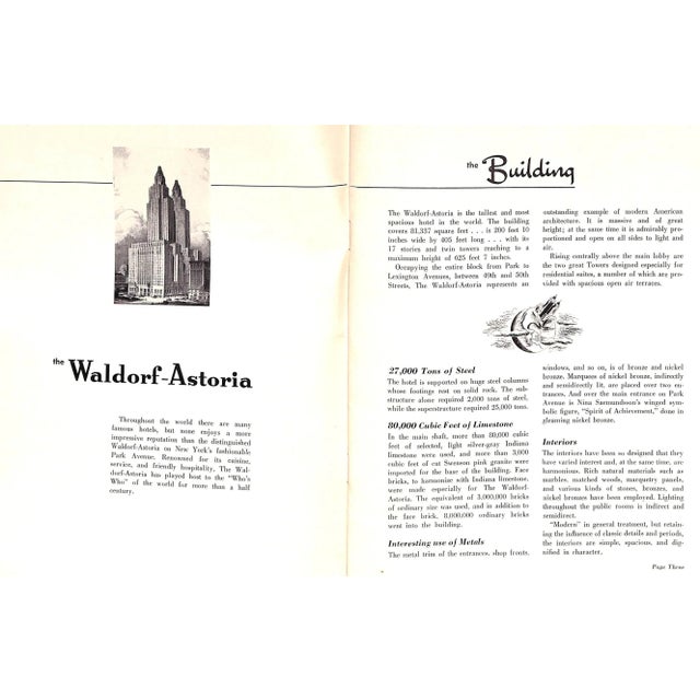 "Facts About the Waldorf-Astoria" 1950 For Sale - Image 9 of 13