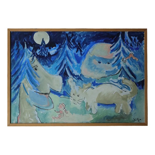 Lennart Lilja, Sagomöte, Oil on Board, Framed For Sale