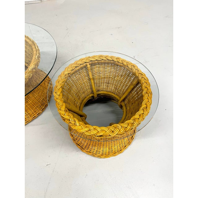 1970s Rattan Coffee/Side Table Set For Sale In New York - Image 6 of 9