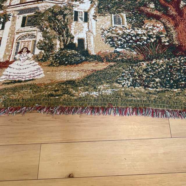 Green Vintage Chatham Mills “Gone With the Wind” Tapestry Throw Blanket For Sale - Image 8 of 10