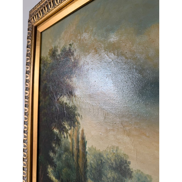Vintage European Countryside River Landscape Oil Painting on Canvas – Framed For Sale - Image 14 of 17