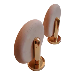 Pfister Natural Sandstone and Brass Sconce Uplights - A Pair