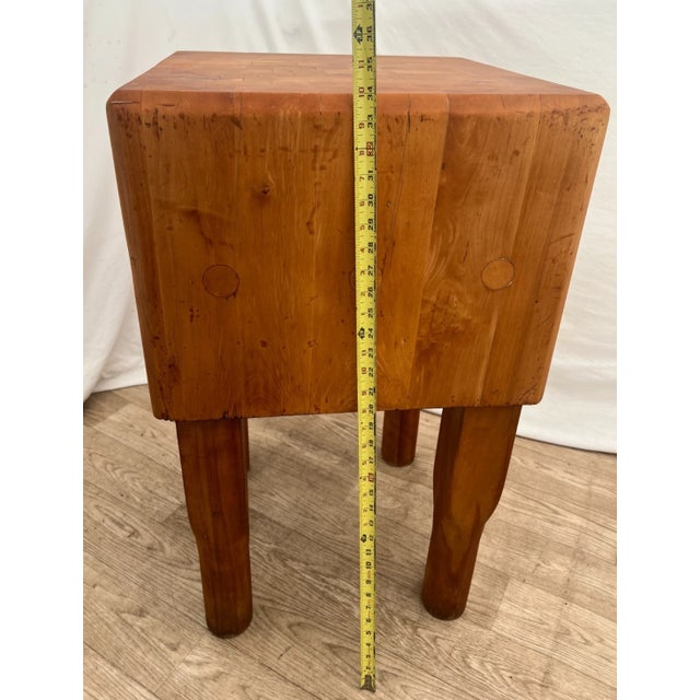 Vintage Butchers Block Carving Kitchen Table Solid 14" Thick End Cut Maple Slab For Sale - Image 9 of 12