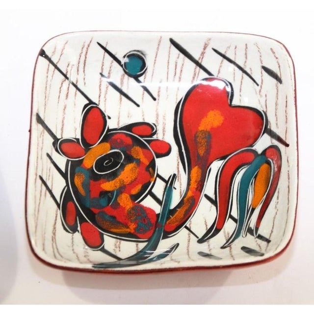 Set of Four Italian Leather-Backed Ceramic Dishes Florence, Circa 1950 For Sale - Image 10 of 18