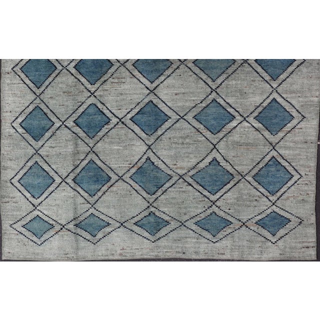 Modern Design Tribal Rug by Keivan Woven Arts With Diamond Pattern For Sale In Atlanta - Image 6 of 12