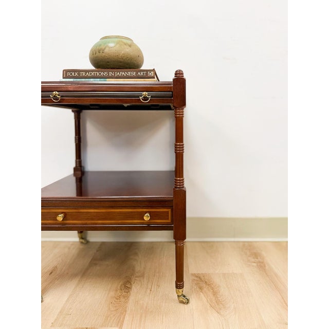 Vintage Mahogany Traditional Side Table Pullout Tray Regency Style Accent For Sale - Image 12 of 17