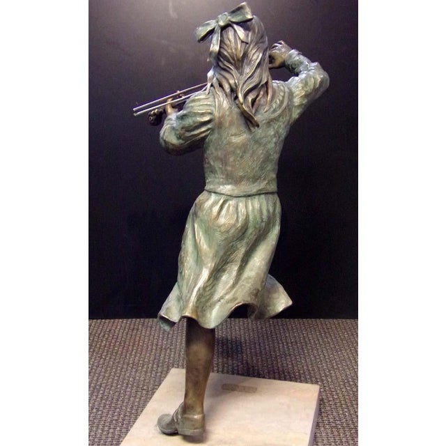 Don Hunt "Minuet" Violin Girl Bronze Sculpture Hand Signed For Sale - Image 16 of 17