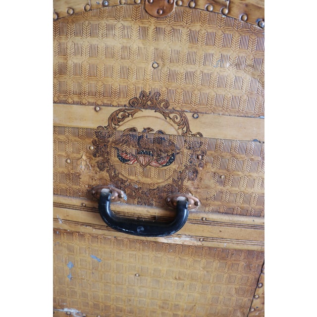 Wood 1960s Paint Decorated Steamer Trunk For Sale - Image 7 of 12