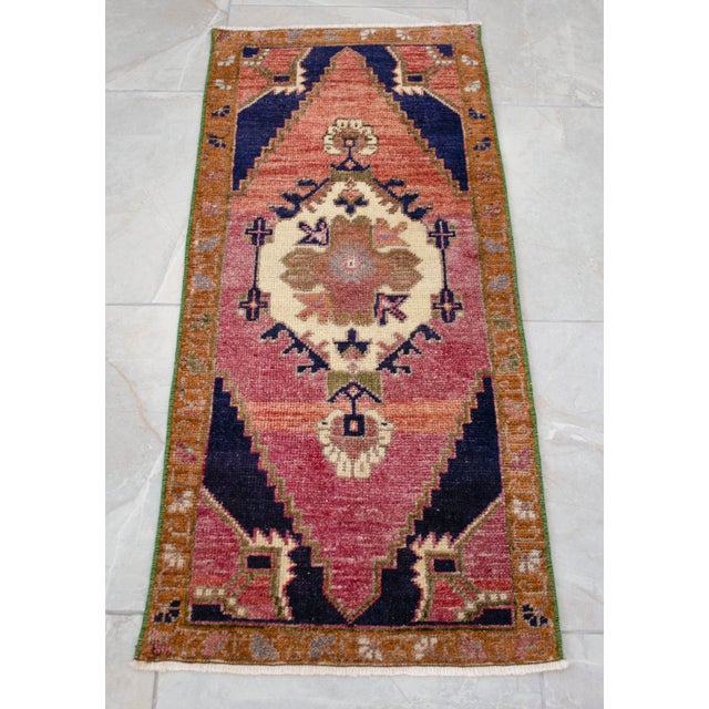 1970s Vintage Hand Knotted Small Rug For Sale - Image 4 of 8