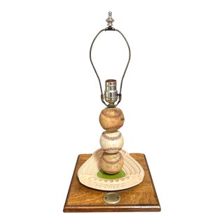 1960’s Mid Century Los Angeles Dodgers Ceramic Ashtray Baseball Lamp For Sale