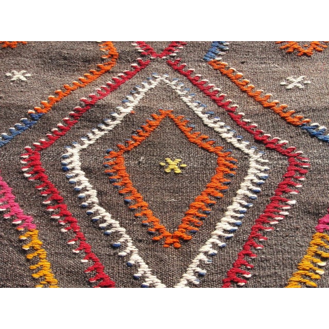 Brown Vintage Turkish Kilim Runner Rug , Area Kilim for Livingroom,Bedroom , For Sale - Image 8 of 11