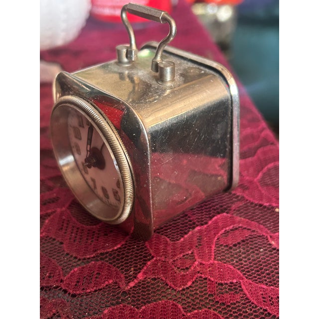 Industrial Vintage German Mechanical Travel Alarm Clock For Sale - Image 3 of 4
