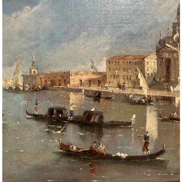 View of Venice with the Basilica of Santa Maria Della Salute, Oil on Canvas, 19th Century, Framed For Sale - Image 7 of 12